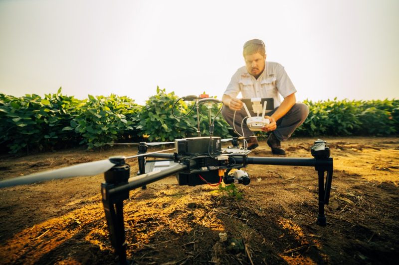 drone in field at EVAREC