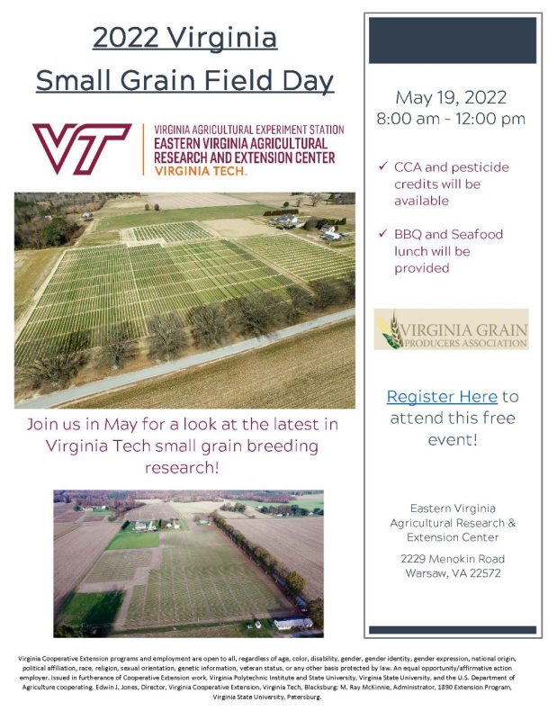 2022 Virginia Small Grain Field Day Flyer