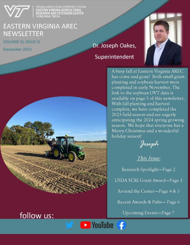 image of the first page of the eastern virginia arec december 2023 newsletter