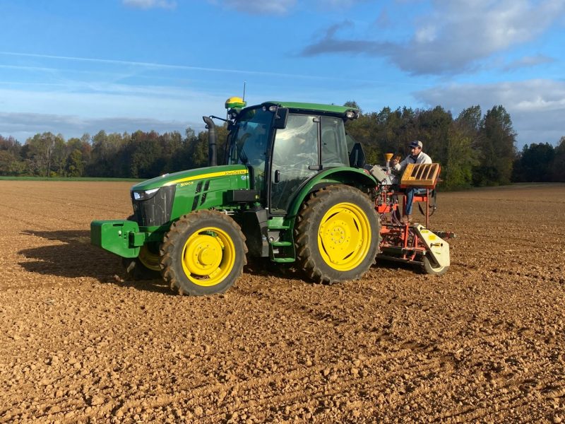 planting with autosteer tractor