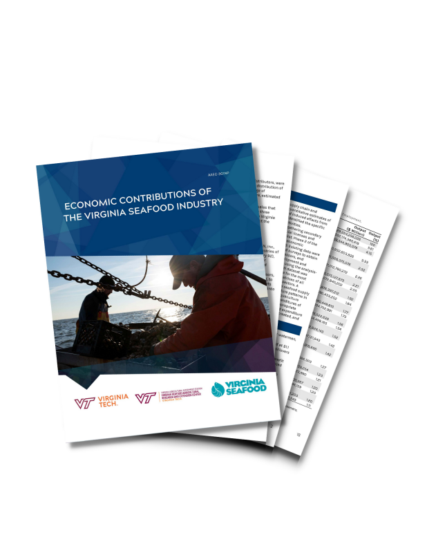Cover of report shows oystermen working on a boat and partner logos
