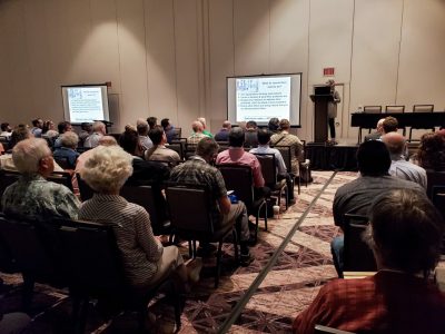 Carole Engle presents during Aquaculture America 2021 conference during plenary session