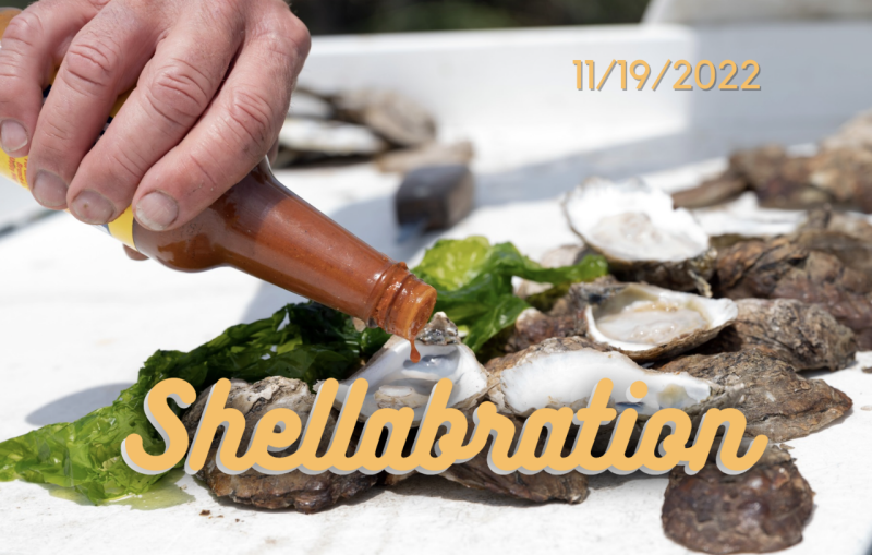 Sauce being added to grilled oysters