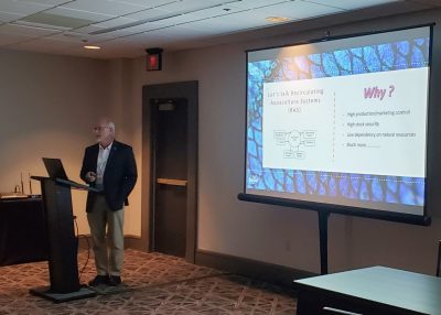 Michael Schwarz presents "Development of a Recirculating Aquaculture System for Bivalve Larval Culture"  at Aquaculture America 2021 conference